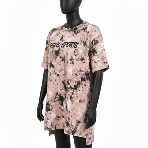 Camiseta de Mujer con Lavado Ácido, 220GSM, Algodón French Terry, Suave y Transpirable, Estilo Vintage Rosa, Ropa Urbana - Product Image 4