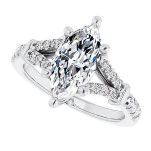 Marquise Cut <b>Split</b> Shank Luxury Moissanite <b>Ring</b> 925 Sterling Silver White Gold Plated Engagement Wedding Party Promise Gift for - Product Image 1