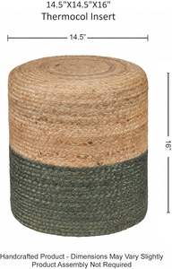 Meilleur prix Pouf rond en jute, tabouret de sol, pouf artisanal indien pour salon et hôtel, console avec incrustations en os - Product Image 2