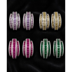 Boucles d'oreilles tendance en laiton plaqué argent de qualité supérieure, serties de zircon, pour femmes - Product Image 1