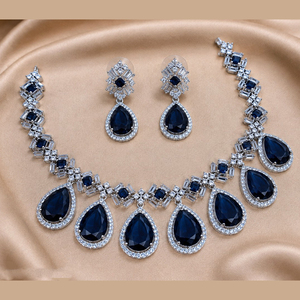Ensemble de colliers pour femmes JeweleMarket, plaqué argent, avec cristaux et strass, style ethnique américain, pour mariage, fiançailles, anniversaire, fête, cadeau - Product Image 1