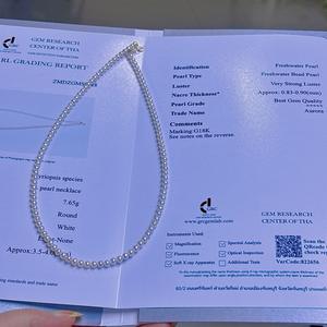 Collier de perles d'eau douce haut de gamme de 3 à 4 mm avec une aurora presque parfaite et une chaîne de queue Chopin sans défaut en argent S925 - Product Image 3