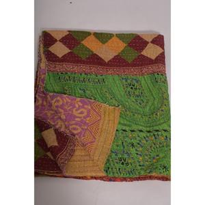 Handmade Eco-Friendly Printed Kantha <b>Quilt</b> Vintage Floral Cotton <b>Throw</b> Boho Indian Bedspread Reversible Blanket All-Season Decor - Product Image 4