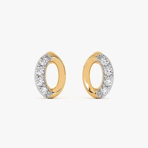 Pendientes de Aro Semicirculares con Diamantes Cultivados en Laboratorio en Oro Amarillo - Product Image 2