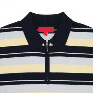 2026 Pull tricoté personnalisé pour homme à col zippé, manches courtes, coupe ajustée décontractée, respirant, séchage rapide, en mélange de nylon synthétique - Product Image 3