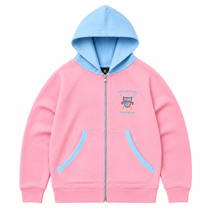 Sweat-shirt décontracté pour femme Gamma Phi Delta Sorority, à capuche zippée, couleur beige contrastant, fermeture éclair intégrale, manches longues, lettres grecques brodées - Product Image 3