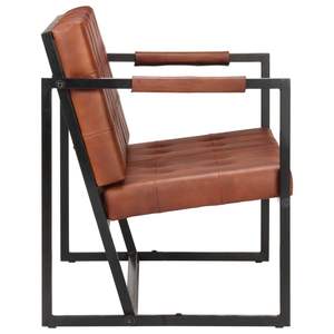 Sofá de piel auténtica cabra marrón de 3 plazas - Product Image 3