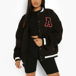 Veste varsity pour femme fabriquée en usine, prix de gros, respirante, 100% laine. - Product Image 5