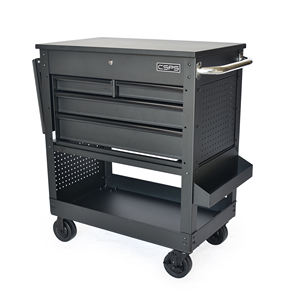 Chariot utilitaire à roulettes CSPS 84 cm avec 04 tiroirs, roulements à billes verrouillables, acier thermolaqué, capacité 320 kg, outil roulant OEM ISO9001 - Product Image 4