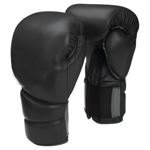 Guantes de Boxeo de Cuero Negro con Correa de Muñeca Ajustable con Velcro para Adultos, Entrenamiento de Artes Marciales - Product Image 3