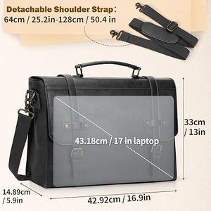 Genuine Leather Durable Portable Crossbody Laptop Briefcase Satchel <b>Bag</b> Men's Office Custom Logo 18-inch Large Capacity <b>Computer</b> - Product Image 2