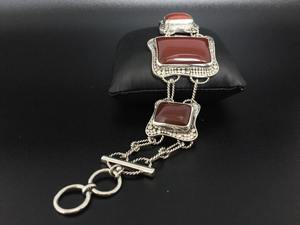 Pulsera de cornalina roja, plata de ley 925, cierre de palanca estilo Bali, pulsera de piedras preciosas hecha a mano, regalo de joyería para mujer - Product Image 3