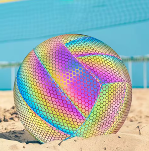 Ballon de volley-ball extérieur en PVC durable à motif hexagonal arc-en-ciel pour sports de plage adultes - Product Image 1