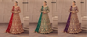 Vestido de novia Anarkali de alta calidad con trabajo de bordado pesado para niñas y mujeres disponible en cantidad a granel - Product Image 4