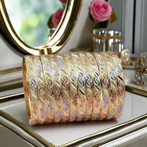 Venta al por Mayor de Brazaletes de Oro de 3 Tonos, Brazaletes de Oro Multitono, Joyería de Moda, Juego de Brazaletes de 3 Tonos, Juego de Brazaletes Tricolor - Product Image 3