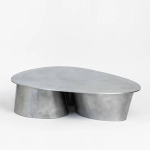 Table basse sculpturale moderne en acier inoxydable, table basse de forme organique, table basse en métal de luxe, contemporaine - Product Image 2