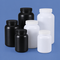 Bouteille en plastique ronde HDPE de 50 ml, 1 L, 2 L, 3 L, 4 L avec large ouverture, bouteilles en plastique pour un remplissage facile des poudres, granulés, réactifs, logo personnalisé