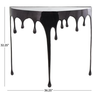 Modern Glossy Black Drip Coffee Table Half Round Decorative Living Room Furniture 36.25 Inch - Product Image 1