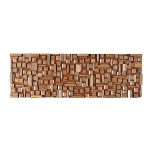 Panneau mural géométrique artisanal en bois de manguier et noyer, décoration en gros - Product Image 3