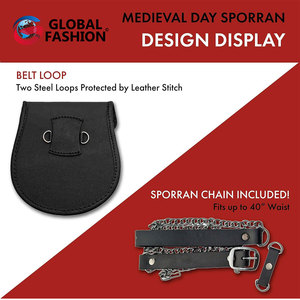 Sporran Escocés de Cuero Negro de Alta Calidad con Borlas, Bolsa Tradicional para Sporran de las Tierras Altas, OEM ODM - Product Image 5