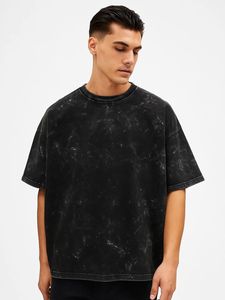 Camiseta de hombre con bloques de color, oversize, de corte holgado, hombros caídos, manga corta, de algodón, estilo casual y streetwear. - Product Image 4