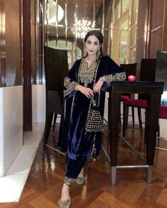 Salwar Kameez pour femmes, style pakistanais, élégant, en velours lourd avec des paillettes, de haute qualité, personnalisable, prêt à porter, spécial Eid Ramzan - Product Image 5