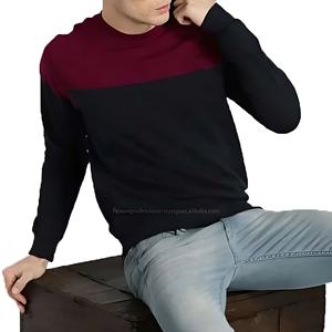 High Quality <b>Men</b>’s Oversized Colorblock Crew Neck <b>Sweatshirt</b> Cotton Fleece Casual Streetwear Winter Bulk Wholesale OEM - Product Image 4