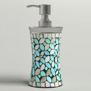 Distributeur de savon liquide en argent au design MOP bleu tendance, aspect royal, accessoire de salle de bain pour la maison - Product Image 3