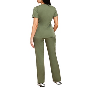 ชุดเครื่องแบบโรงพยาบาลผ้าโพลีเอสเตอร์ยืดสำหรับผู้หญิงชุดเสื้อและกางเกงสำหรับ2026พยาบาลผ้าโพลีเอสเตอร์ขัดผิวสีเทามีสไตล์ - Product Image 6