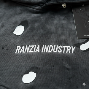 Ranzia Industry Factory Manufacturer Supply Men Zip Hoodie Vintage Wash Men Zip Hoodie Distressed Embroidery Cotton Streetwear - Product Image 3