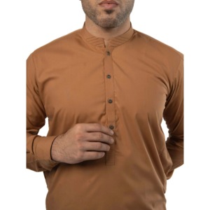 Salwar Kameez pour homme de qualité supérieure, couleur camel, prêt-à-porter, léger, décontracté, pour les fêtes, coupe classique, vêtements islamiques - Product Image 1