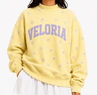 Fabricant OEM ODM – Sweat-shirt personnalisé Veloria à col montant pour femme, avec manches à carreaux et appliqué lettres, coupe oversize