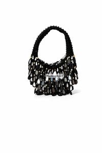 Elegante Bolso de Mano con Cuentas en Forma de Media Luna para Mujer, Adornado con Perlas, para Bodas y Fiestas, con Dos Asas, Cierre Abierto, Tendencia de Moda - Product Image 3