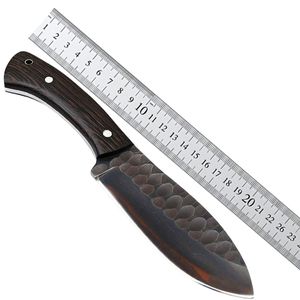 Cuchillo de caza y desollado de acero inoxidable de primera calidad con punta fija, mango de madera negra texturizada, hoja personalizable OEM - Product Image 6