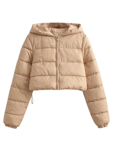 New Style Custom Logo <b>Cropped</b> <b>Puffer</b> <b>Jacket</b> Women Winter Wear Plus Size Heavyweight Zipper Hooded <b>Puffer</b> <b>Jacket</b> Women Wholesale - Product Image 2