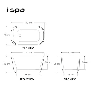Baignoire autoportante moderne en acrylique, élégante, de style japonais, avec surface solide et drain, pour salle de bain - Product Image 5