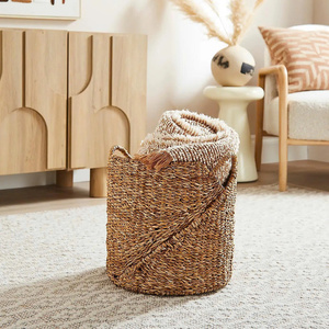 Organizador de revistas rectangular de hierba marina natural, organizador de oficina para el hogar, organizador de artículos diversos, estilo rústico - Product Image 2