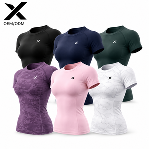 X Sports City Women's High-Stretch Compression <b>T</b>-<b>Shirt</b> Slim Fit Moisture-Wicking Breathable Quick-Dry Athletic Crew Neck Tee Gym - Product Image 1