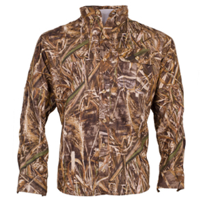 Chemise de chasse formelle à manches longues pour homme, coupe classique, col rond, respirante, en polyester tricoté - Product Image 6