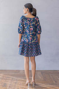 Floral Print Mini <b>Dress</b> With Flounce Collar <b>Flutter</b> <b>Sleeves</b> For Women Featuring Lightweight Fabric Modern Style Comfortable Fit - Product Image 3