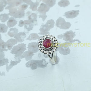 Anillo de Plata de Ley 925 con Rubí Rosa Natural, Diseño Hecho a Mano con Cuentas, Anillo Elegante para Mujer, Regalo de Navidad para Novia - Product Image 6