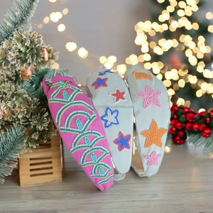 Bandeaux unisexes de style européen-américain en velours antidérapant brodé, couleur personnalisée, élastiques pour cheveux, accessoires doux - Product Image 1