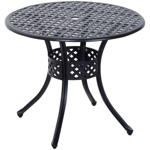 Tavolo da bistrot rotondo da esterno nero da 33 pollici con foro per ombrellone - Product Image 1