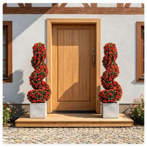 Set di 2 Piante Spiralate Artificiali Realistiche in PE Resistenti alle Intemperie per Interni ed Esterni Casa e Giardino - Product Image 1