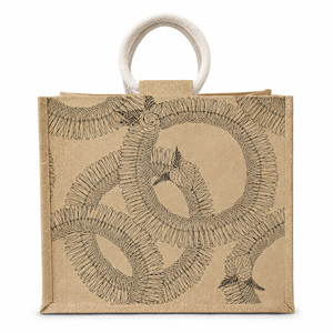 Sac fourre-tout promotionnel imprimé en jute, laminé PP, jute naturel 40x32x15,5 cm, noir, motif gingembre micronésien, logo personnalisé, vente en gros - Product Image 5