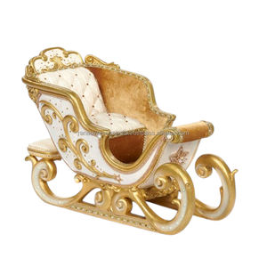 รถเลื่อนซานต้าไม้สุดหรู ปรับแต่งได้ สีครีมทอง คลาสสิก ของตกแต่งโต๊ะคริสต์มาสสำหรับบ้าน มีหลายแบบให้เลือก - Product Image 2