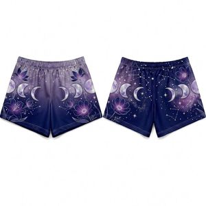 Shorts de sport pour femmes, coupe ajustée, doux et respirant, motif lavande et fleurs sauvages, sublimation, collection boutique - Product Image 6
