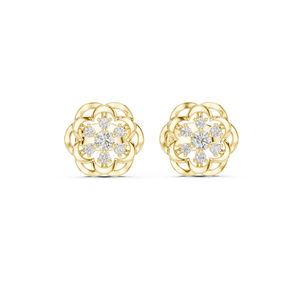 Boucles d'oreilles de fiançailles en or blanc 14 carats avec diamant rond cultivé en laboratoire pour femmes |   Nouveau diamant cultivé - Product Image 3