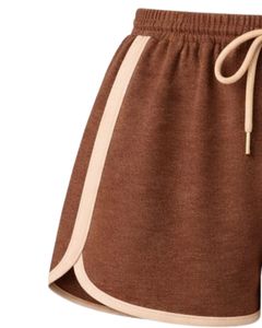 Coffee Brown Beige Women Camisole And Shorts <b>Set</b> Summer Two Piece Outfit Cotton Blend Crop Top Embroidery Drawstring Shorts - Product Image 6