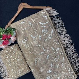 AARIKA TEXTILE Saree en tissu filet style Bollywood, broderie multi-fils et sequins épais de 5 mm, avec blouse de créateur, pallu et zalar, séchage rapide - Product Image 3